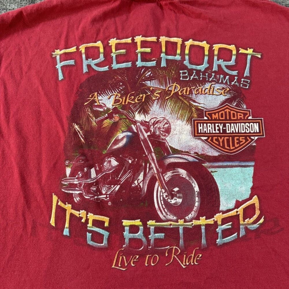 Harley Davidson Freeport Bahamas T-Shirt Biker's Paradise Motorcycles Men XL Red - Picture 3 of 9